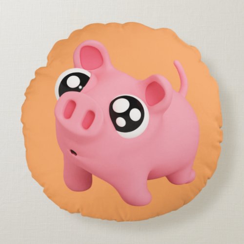 Rosa the Pig puppy Eyes Round Pillow