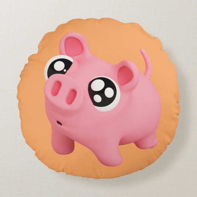 Rosa the Pig puppy Eyes Round Pillow (Front)