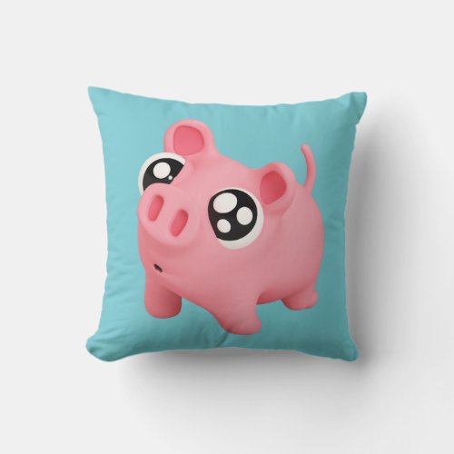 Rosa the Pig Puppy Eyes Throw Pillow