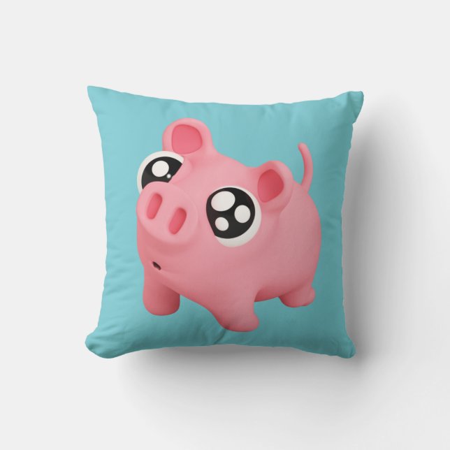 Rosa the Pig Puppy Eyes Throw Pillow (Front)