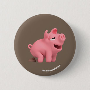 Rosa the Pig takes a Poop Pinback Button