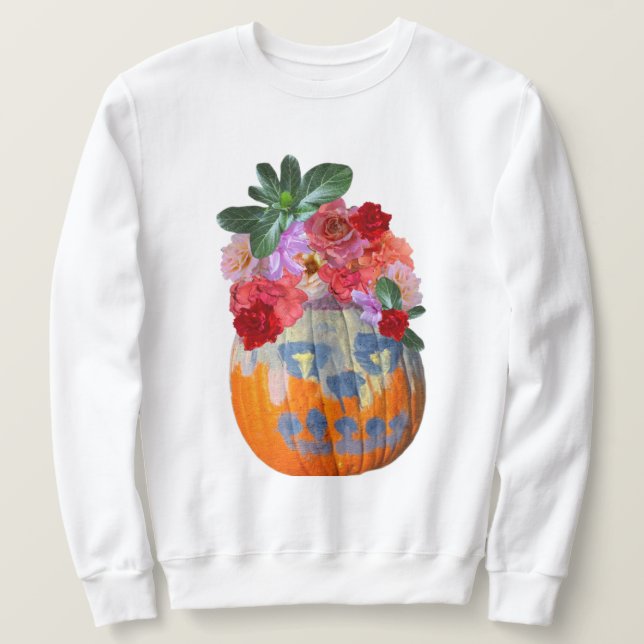 Rosabella Floral Pumpkin Long Sleeve Sweater (Design Front)