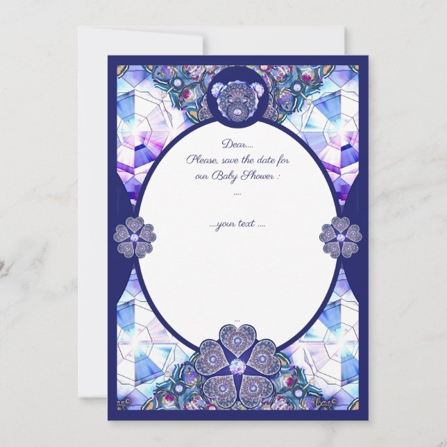 Rosace blue or red for baby&child invitation (Back)