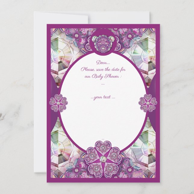 Rosace blue or red for baby&child invitation (Back)