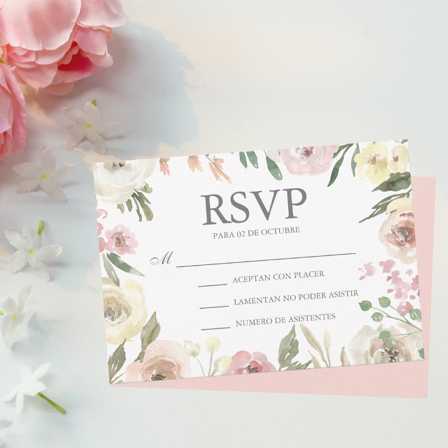 Rosado Flores Boda Spanish Wedding RSVP Card (Creator Uploaded)