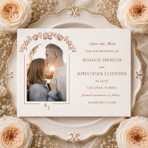Rosalie Heirloom Letterpress Photo Save the Date Cards