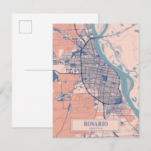 Rosario Argentina Breezy City Map Travel Postcard