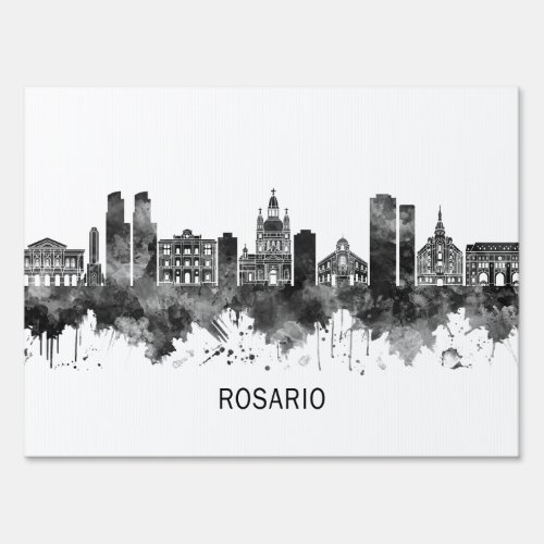 Rosario Argentina Skyline BW Sign