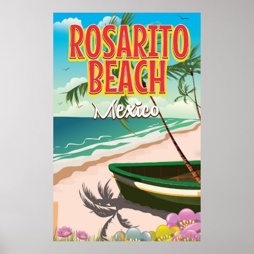 Rosarito Beach Mexican travel poster