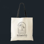 Rosarito Mexico Wedding Weekend Destination Tote Bag<br><div class="desc">Welcome your Rosarito Mexico wedding guests with these custom wedding welcome bags! Embrace the sunny spirit with this classic tote featuring a palm tree and ocean line sketch design. Customize it with the name and location of your wedding. Give your guests a stylish gift to be used long after the...</div>