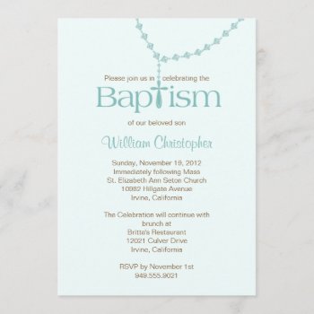 Rosary Beads Baptism Invitation For Boy by eventfulcards at Zazzle