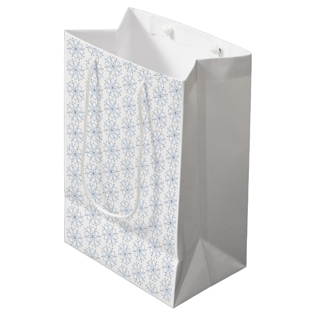 Rosary Blooming Blue Flower Medium Gift Bag (Front Angled)