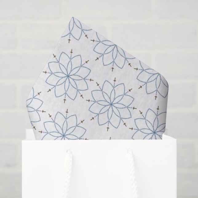 Rosary Blooming Blue Flower Tissue Paper (Gift Bag)