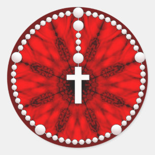 Rosary Dream Catcher Red Classic Round Sticker