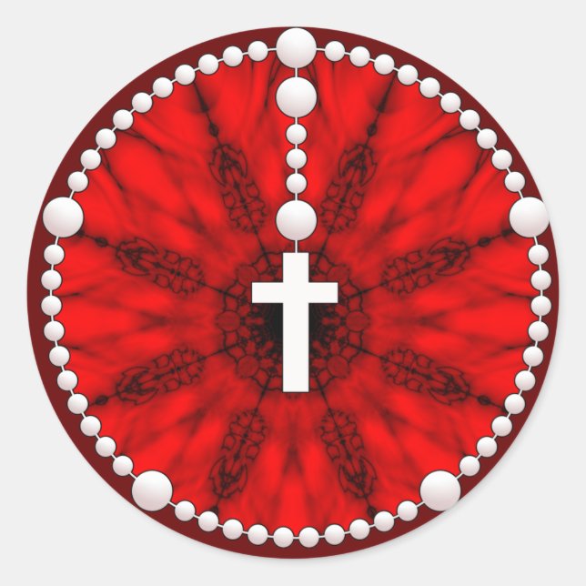 Rosary Dream Catcher Red Classic Round Sticker (Front)