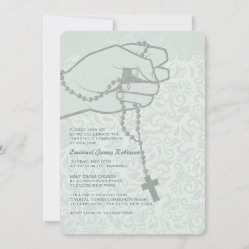 Rosary In Hand Religious Invitation