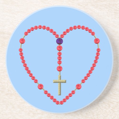 Rosary Red and Blue Roses Coaster