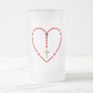 Rosary (Red and Blue Roses) Frosted Glass Beer Mug