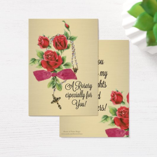 Rosary Red Pink Roses Crucifix Prayer (Desk)