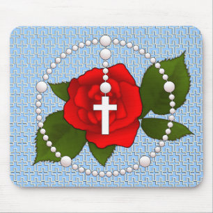 Rosary with Cross Pattern Mouse Pad