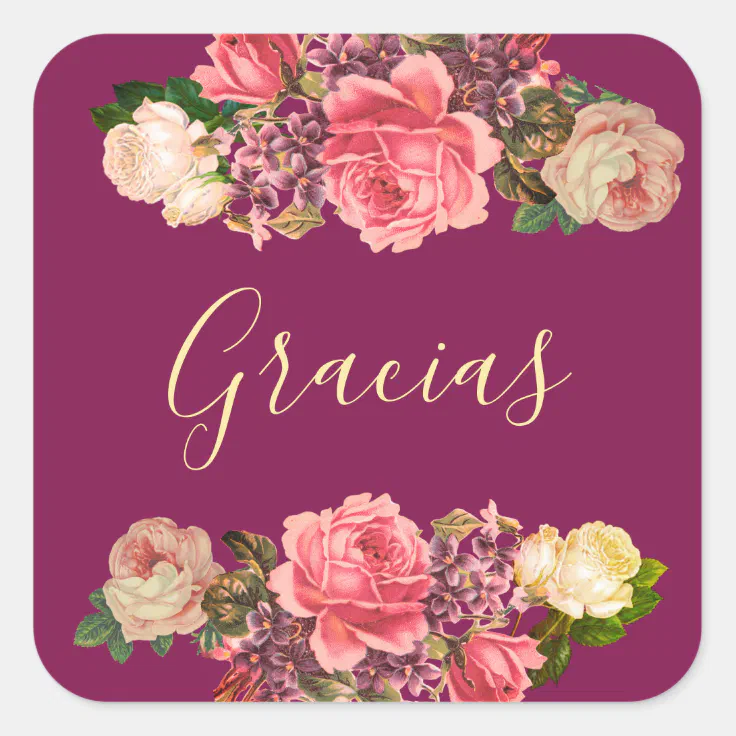Rosas Rosas, peonías y violetas Square Sticker | Zazzle