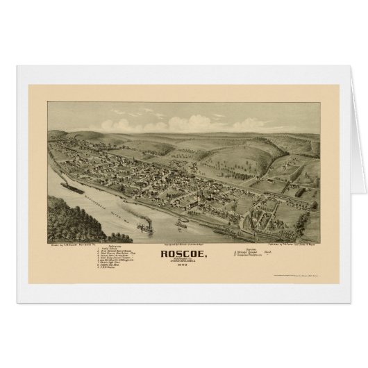 Roscoe, PA Panoramic Map - 1902 Cards (Front Horizontal)