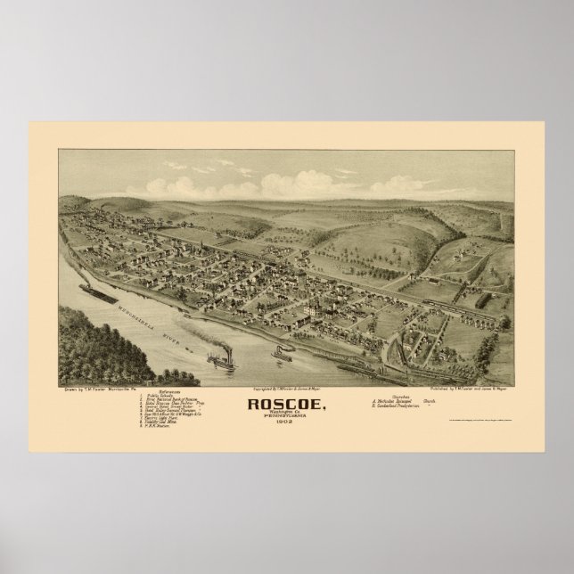 Roscoe, PA Panoramic Map - 1902 Poster (Front)