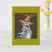 Roscoe the black and white warbler card (Yellow Flower)