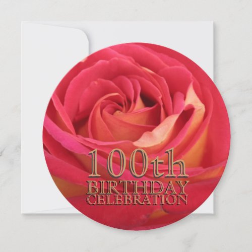 Rose 100th Birthday Celebration Custom Invitation
