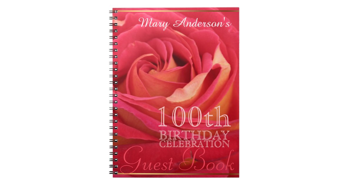 Rose 100th Birthday Celebration Guest book Zazzle