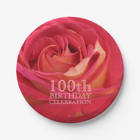 Rose 100th Birthday Party Paper Plates -2-