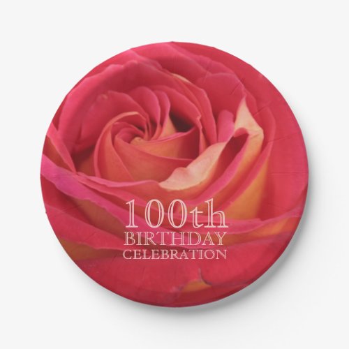 Rose 100th Birthday Party Paper Plates _2_