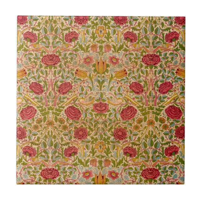 Rose, 1883 by William Morris Ceramic Tile (Front)