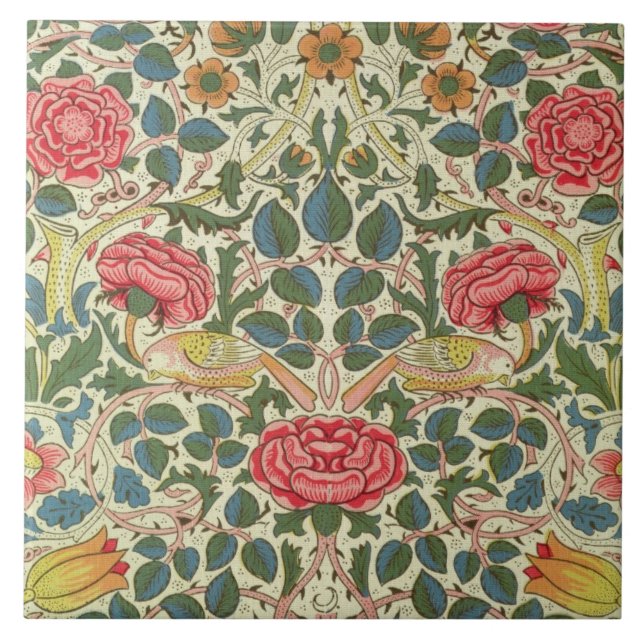 'Rose', 1883 (printed cotton) Ceramic Tile (Front)