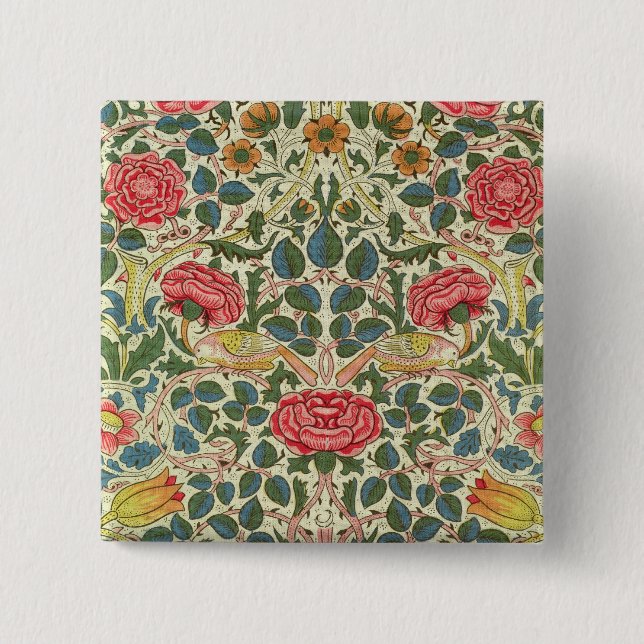 'Rose', 1883 (printed cotton) Pinback Button (Front)
