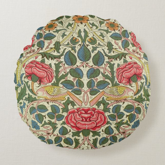 'Rose', 1883 (printed cotton) Round Pillow (Front)