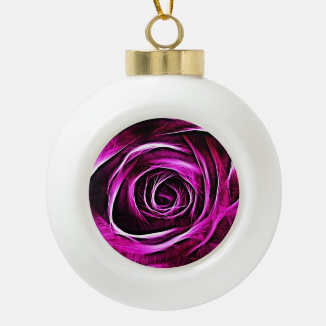 Rose 2014-1101 ceramic ball christmas ornament (Front)