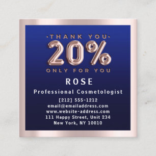 Rose 20% Off Discount Logo Hair Navy Blue Balloon Appointment Card