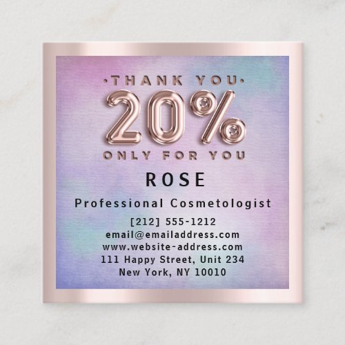 Rose 20 Off Discount Logo Hair Pink Ombre Appointment Card