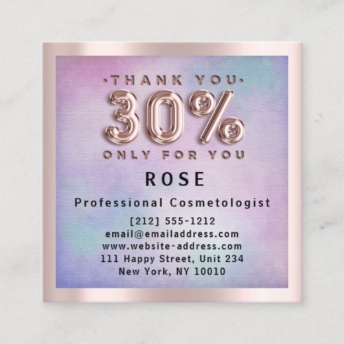 Rose 30 Off Discount Logo Hair Pink Ombre Appointment Card