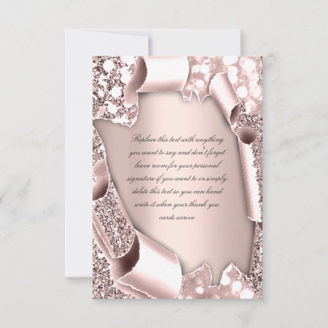 Rose 3D Glitter Effect Frame Initials Elegant Invitation (Front)