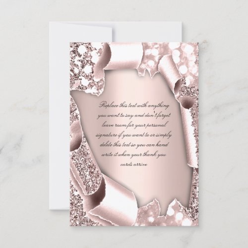 Rose 3D Glitter Effect Frame Initials Elegant Invitation