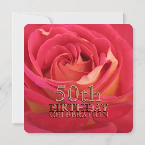 Rose 50th Birthday Celebration Custom Invitation