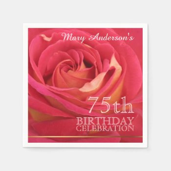 Rose 75th Birthday Celebration Paper Napkins -2- by PBsecretgarden at Zazzle