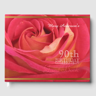 Rose 90th Birthday Celebration Custom Guest Book