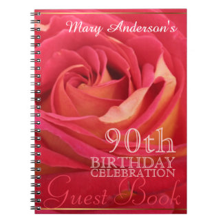 Rose 90th Birthday Celebration Custom Guest Book