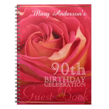 Rose 90th Birthday Celebration Custom Guest Book by PBsecretgarden at Zazzle