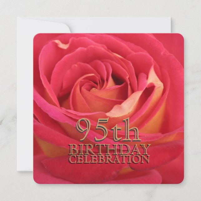 Rose 95th Birthday Celebration Custom Invitation (Front)
