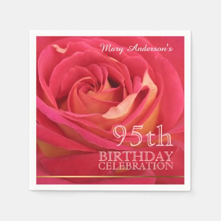 Rose 95th Birthday Celebration Paper Napkin 2