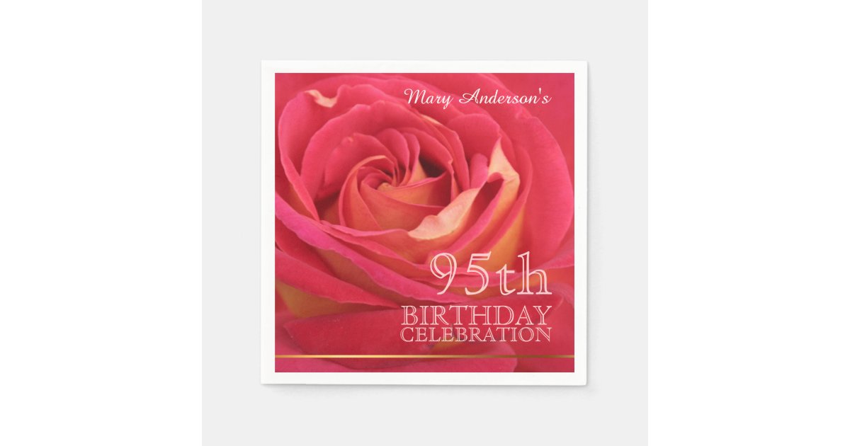 Rose 95th Birthday Celebration Paper Napkin 2 | Zazzle